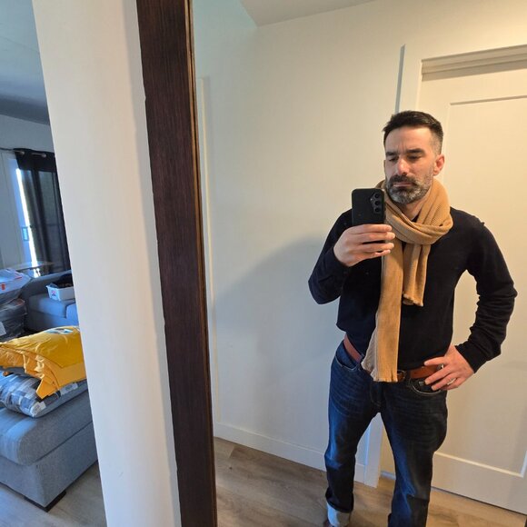 NWOT American Trench Cotton thermal scarf in Camel - Picture 5 of 8